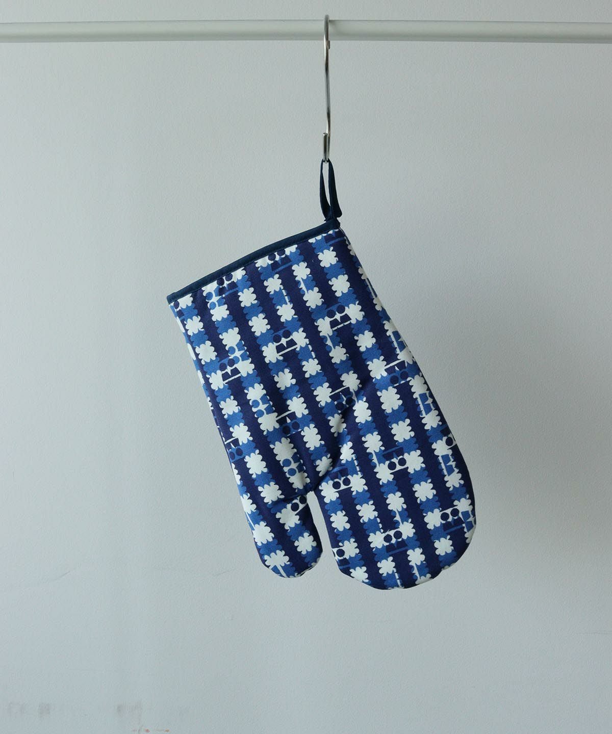 ミトン　チェック（ブルー）