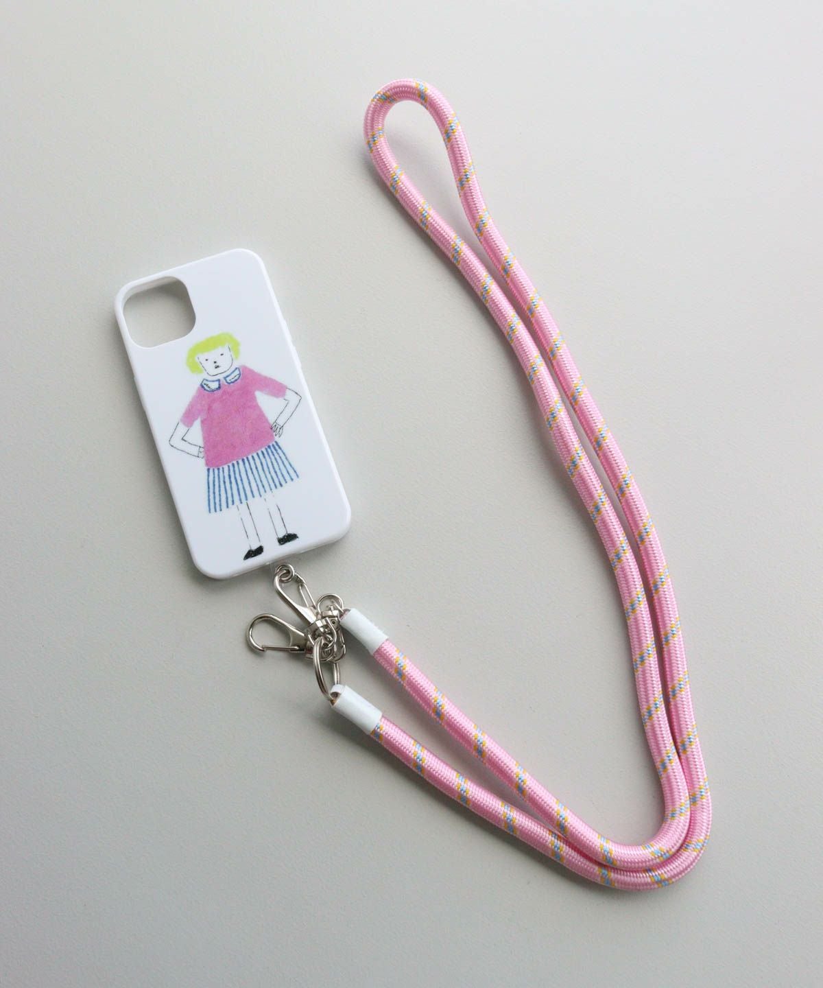  iPhone14ケース＆ストラップ（ピンク）
