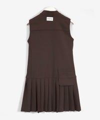裾プリーツUV遮熱ワンピース後（ブラウン）