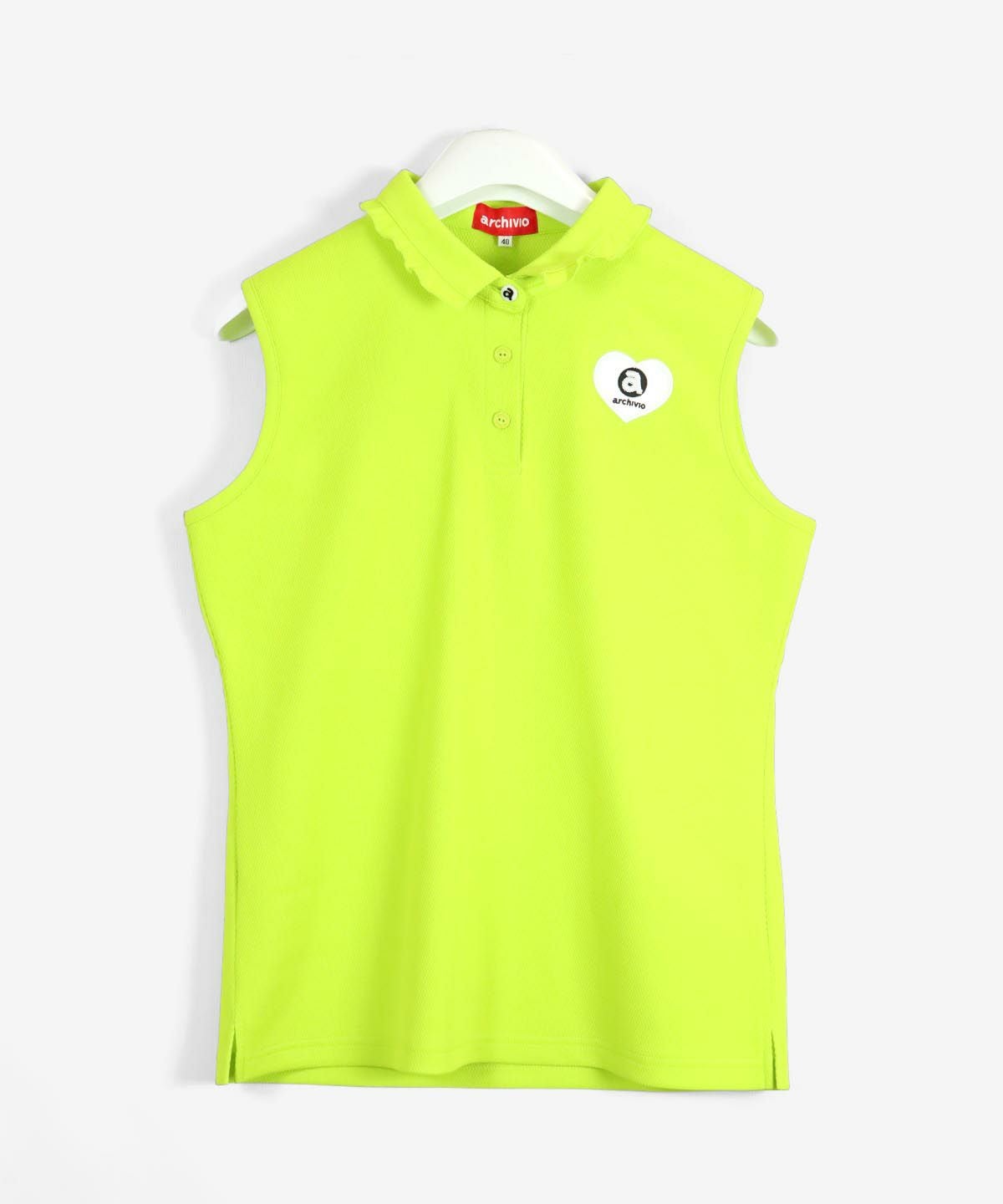 フリル衿遮熱ノースリポロシャツ（ライトグリーン）