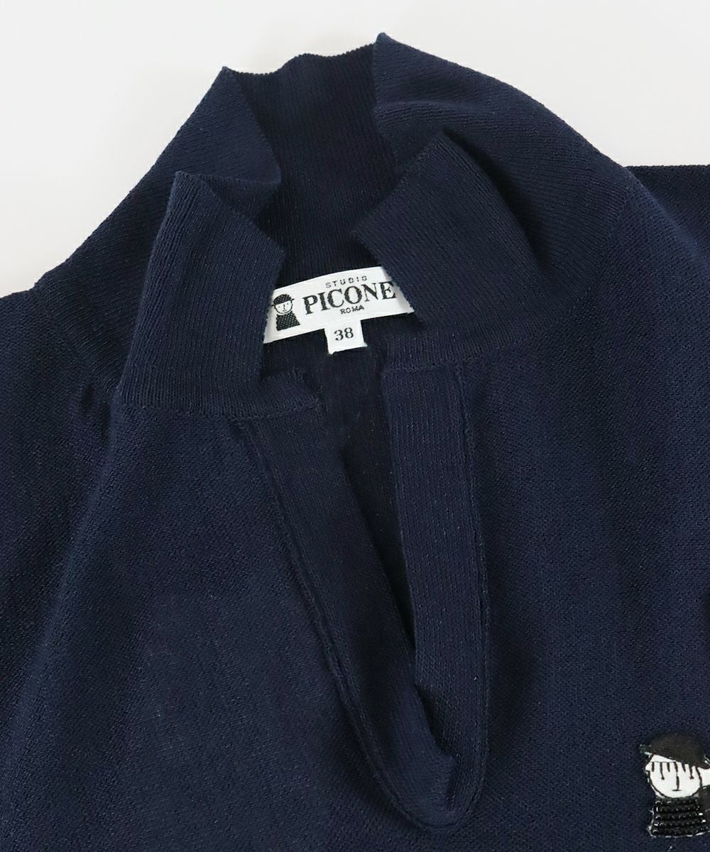 studiopicone-スタジオピッコーネ- コットン混スキッパー衿ニット