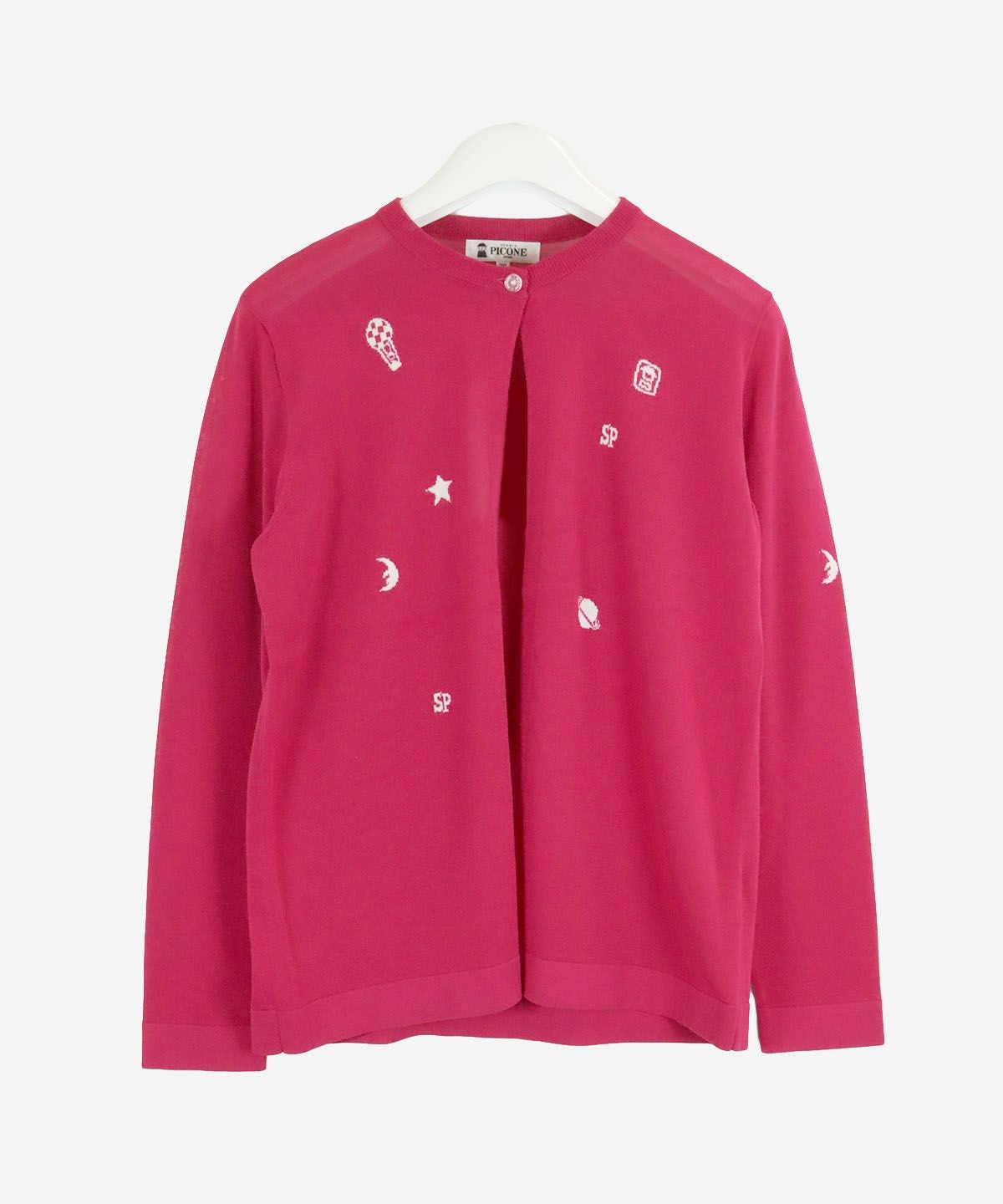 コットン混１ボタンカーディガン（ピンク）