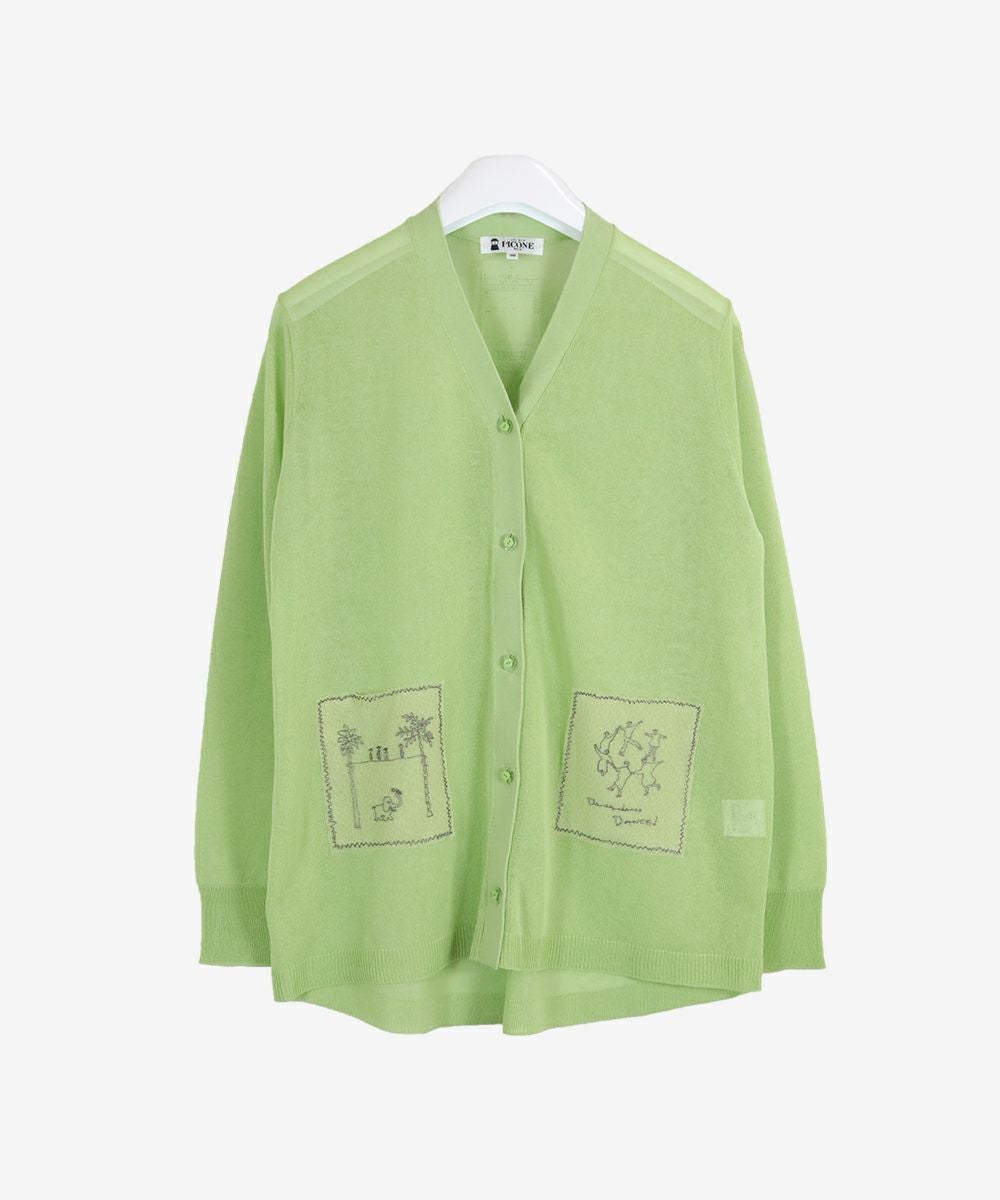 【美品】PICONE コットン混シアーVネックカーディガン　透け感　24SS コットン混シアーVネックカーディガン|スタジオピッコーネ
