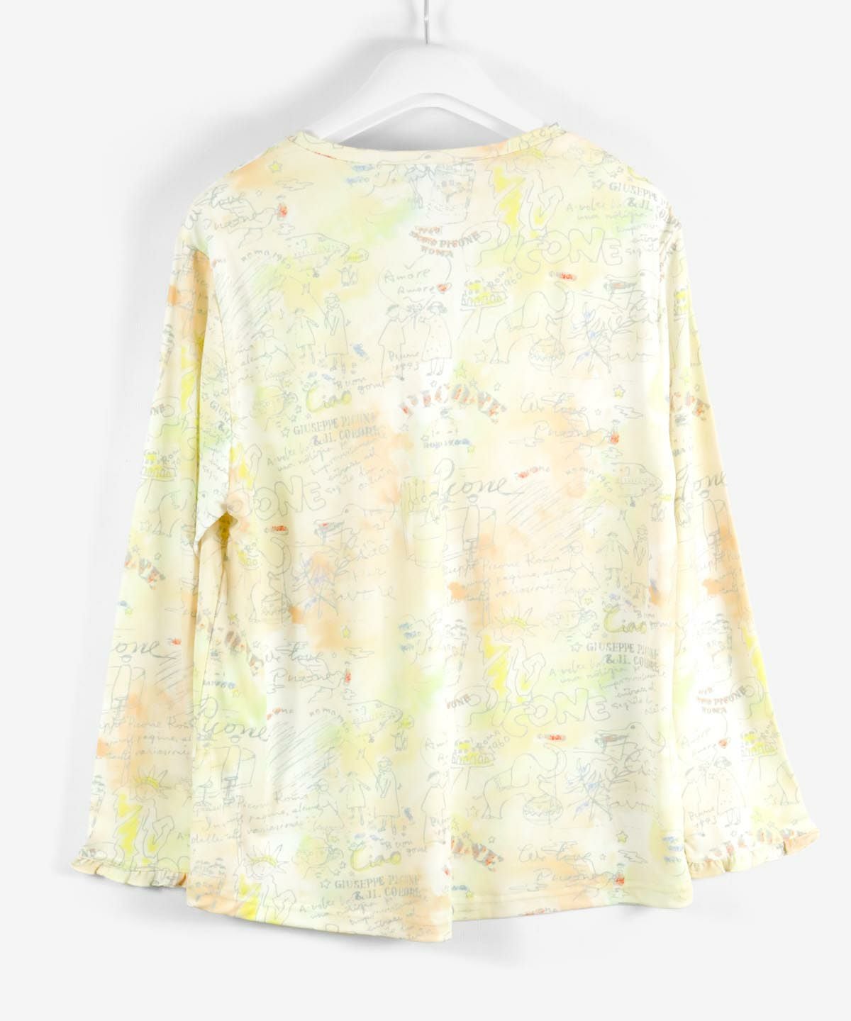 総柄プリント長袖プルオーバー後ろ（オレンジ）