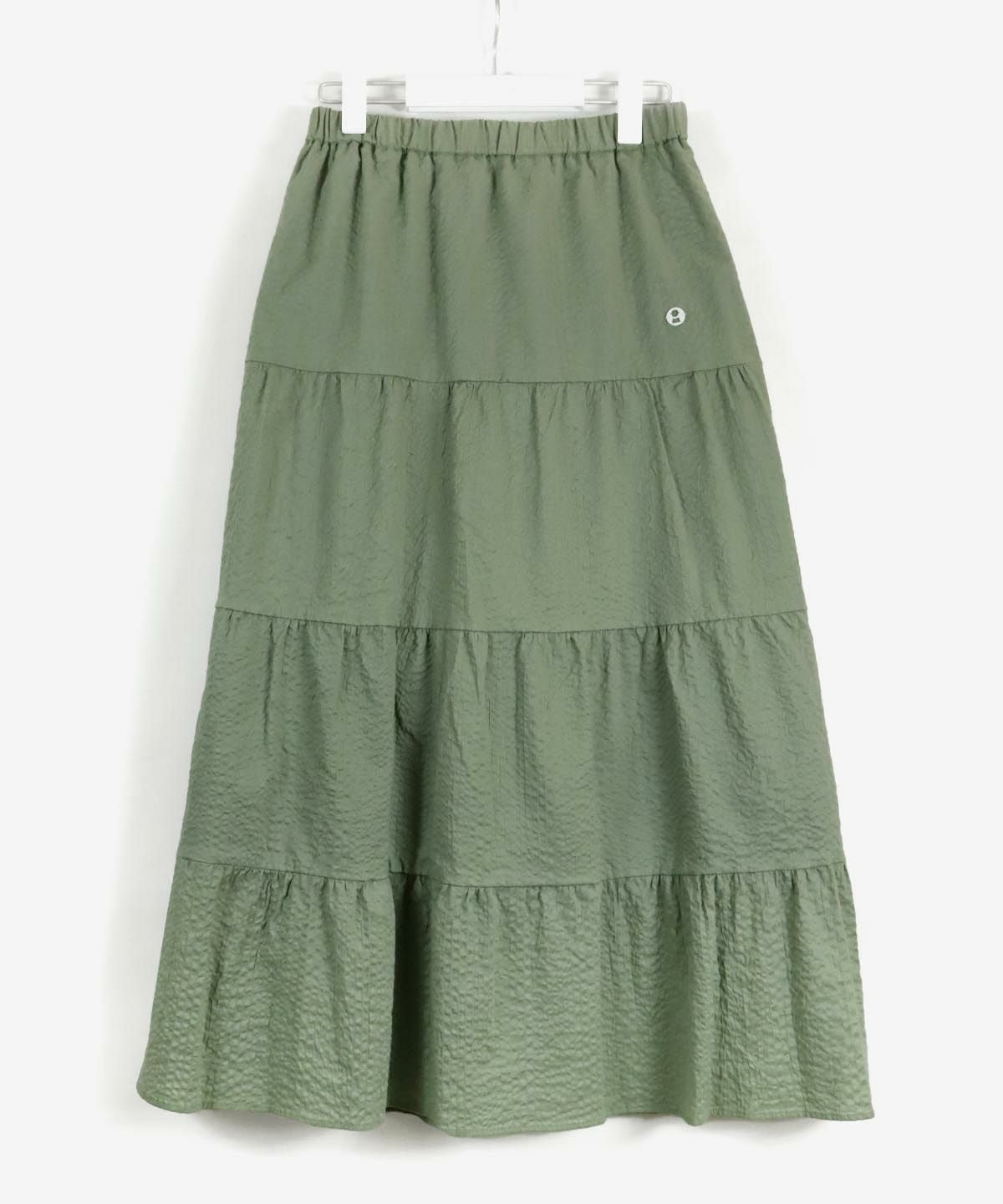 コットン100%しわ加工スカート（カーキ）