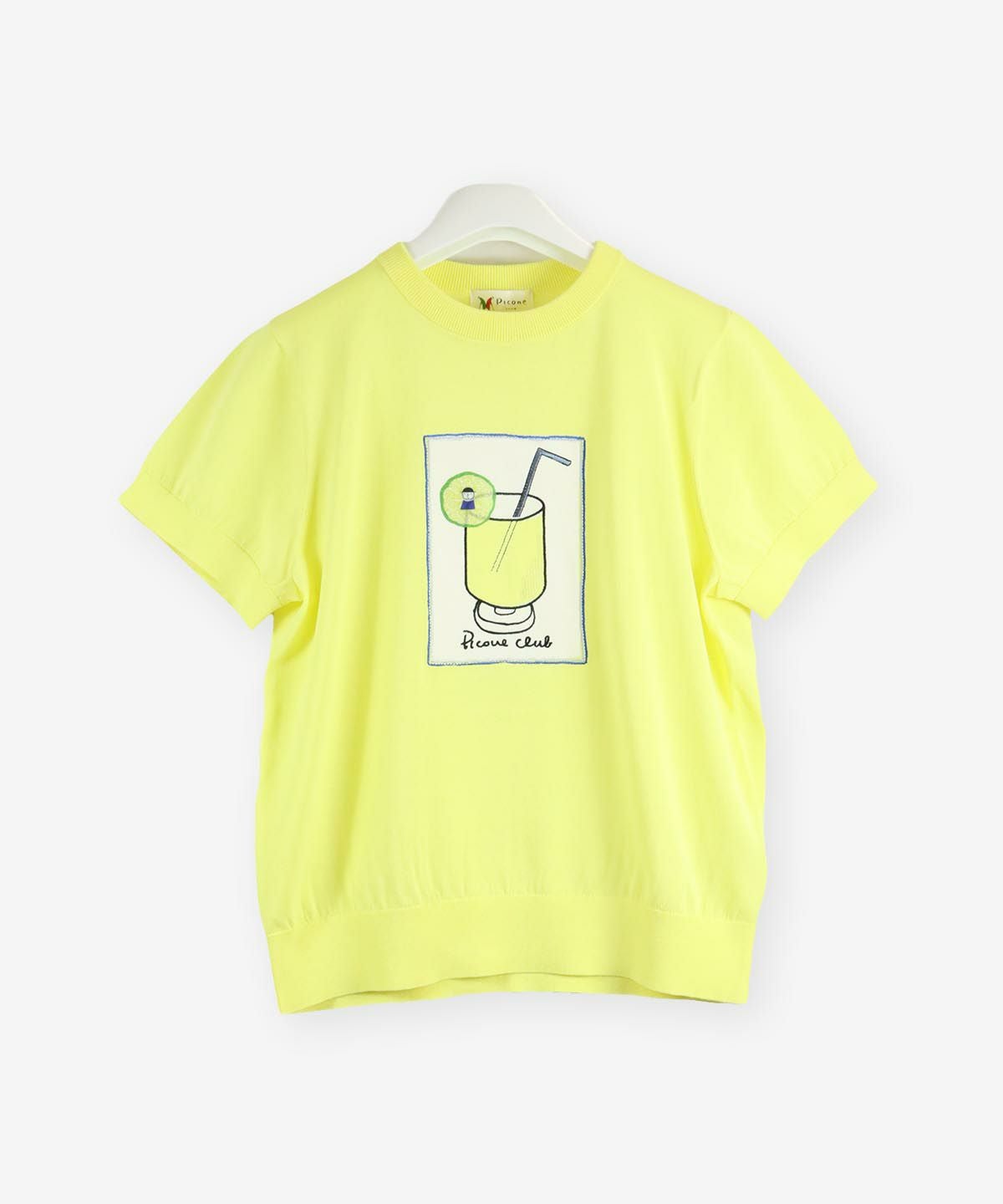 コットン混半袖ニット（イエロー）