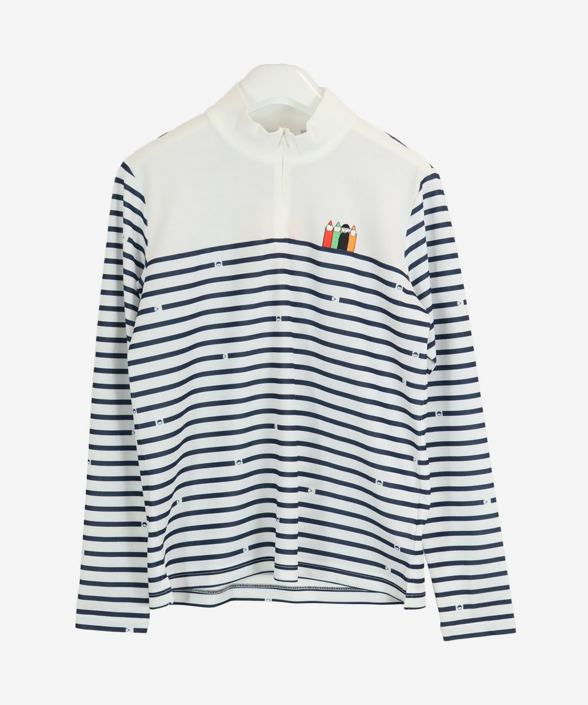 鉛筆ボーダー長袖プルオーバー（ネイビー）