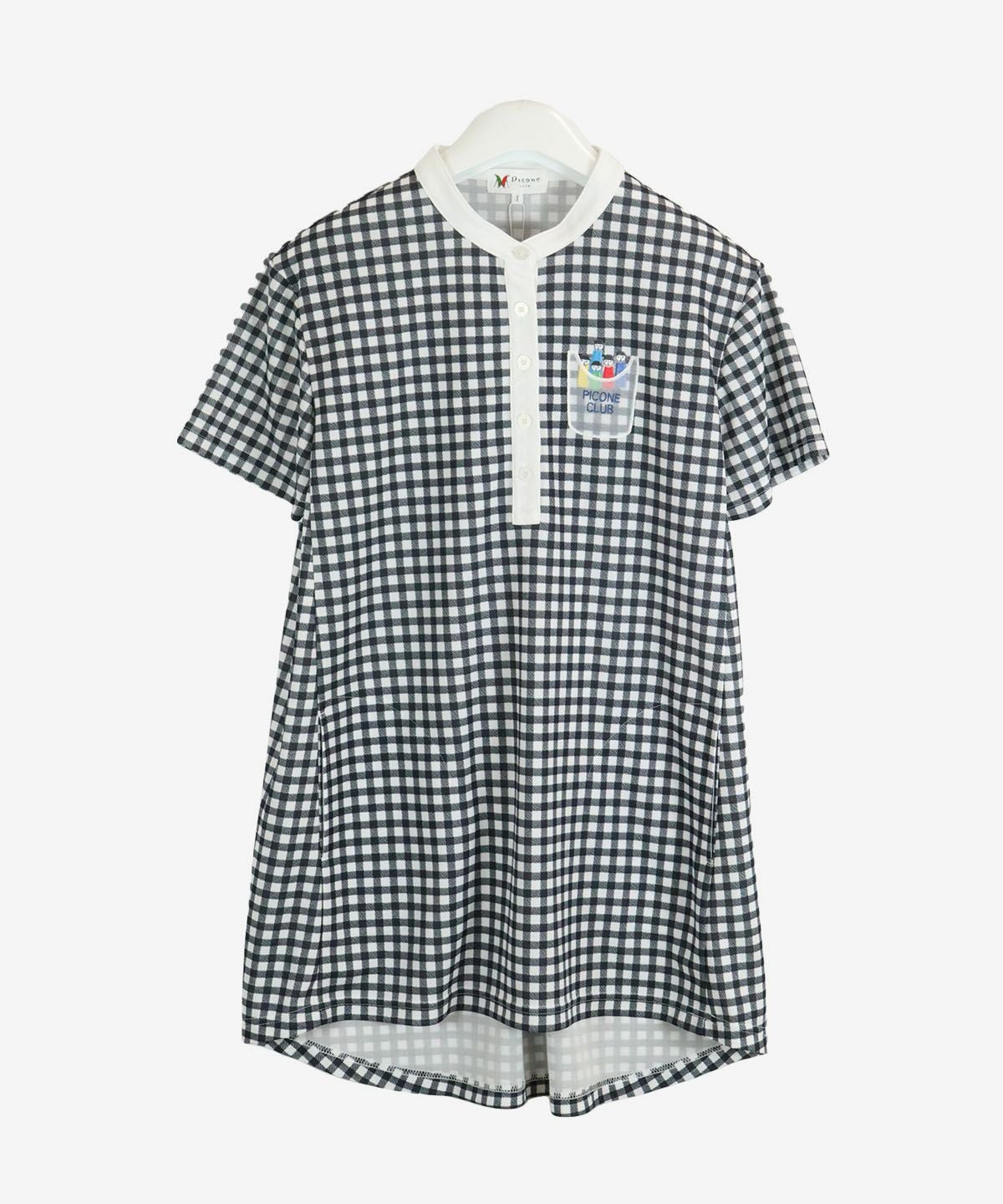 バンドカラー半袖プルオーバー（ネイビー）