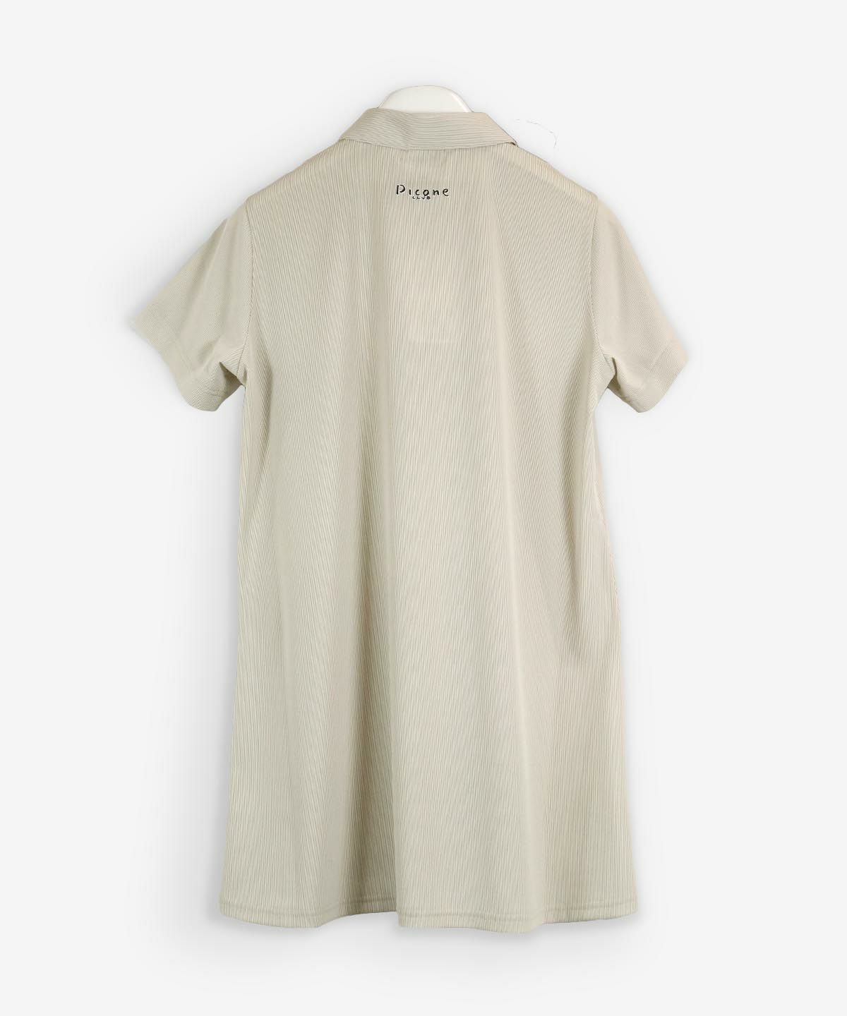 UV冷感ピンストライプチュニック後ろ（ベージュ）