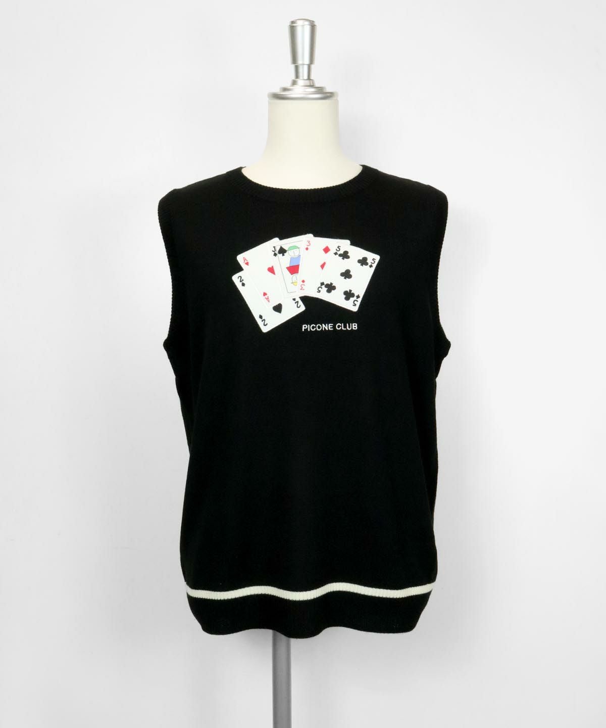 ウール混トランプ柄ニットベスト|ピッコーネクラブ-アウトレット