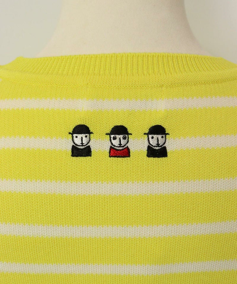 ファスナー柄ボーダーニット（イエロー）刺繍アップ