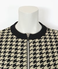 千鳥柄ニットブルゾン（ブラック）首元