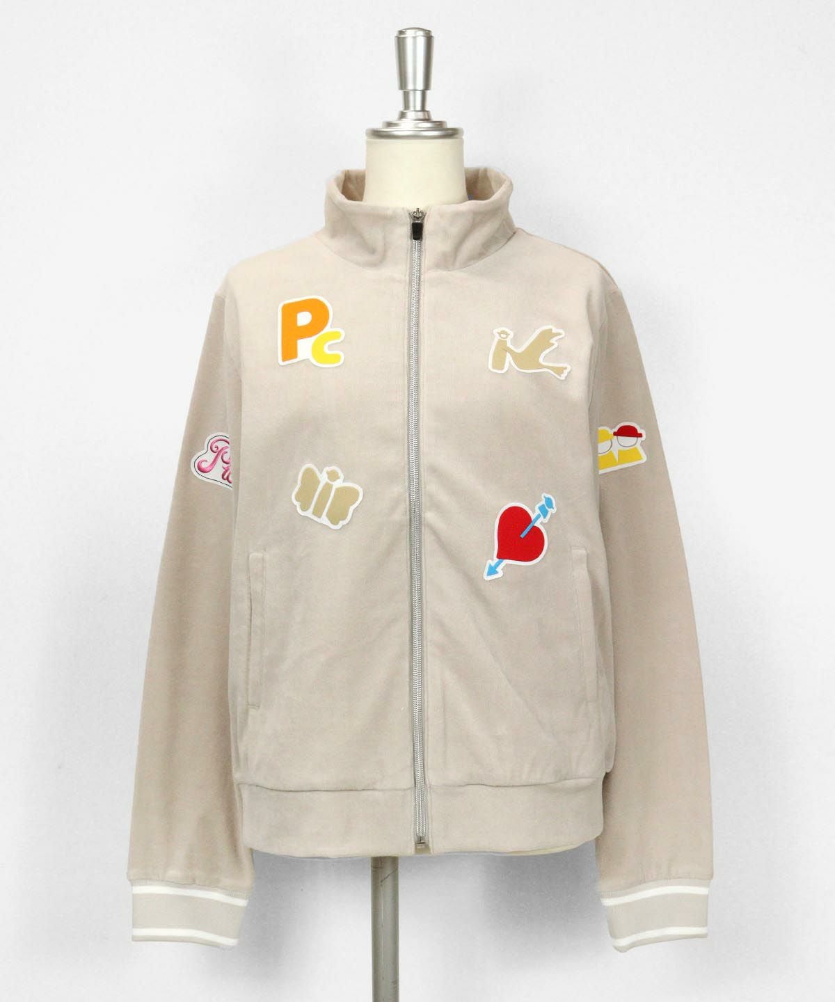 ベロアパイルジップブルゾン（ベージュ）