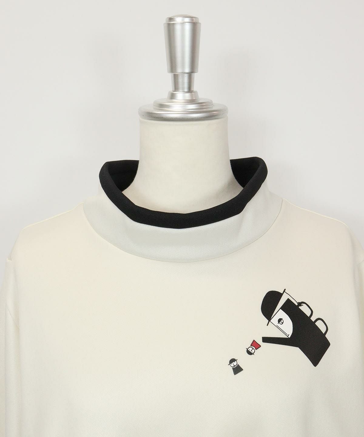 ピコポケットUVハイネックプルオーバー（ホワイト）首元