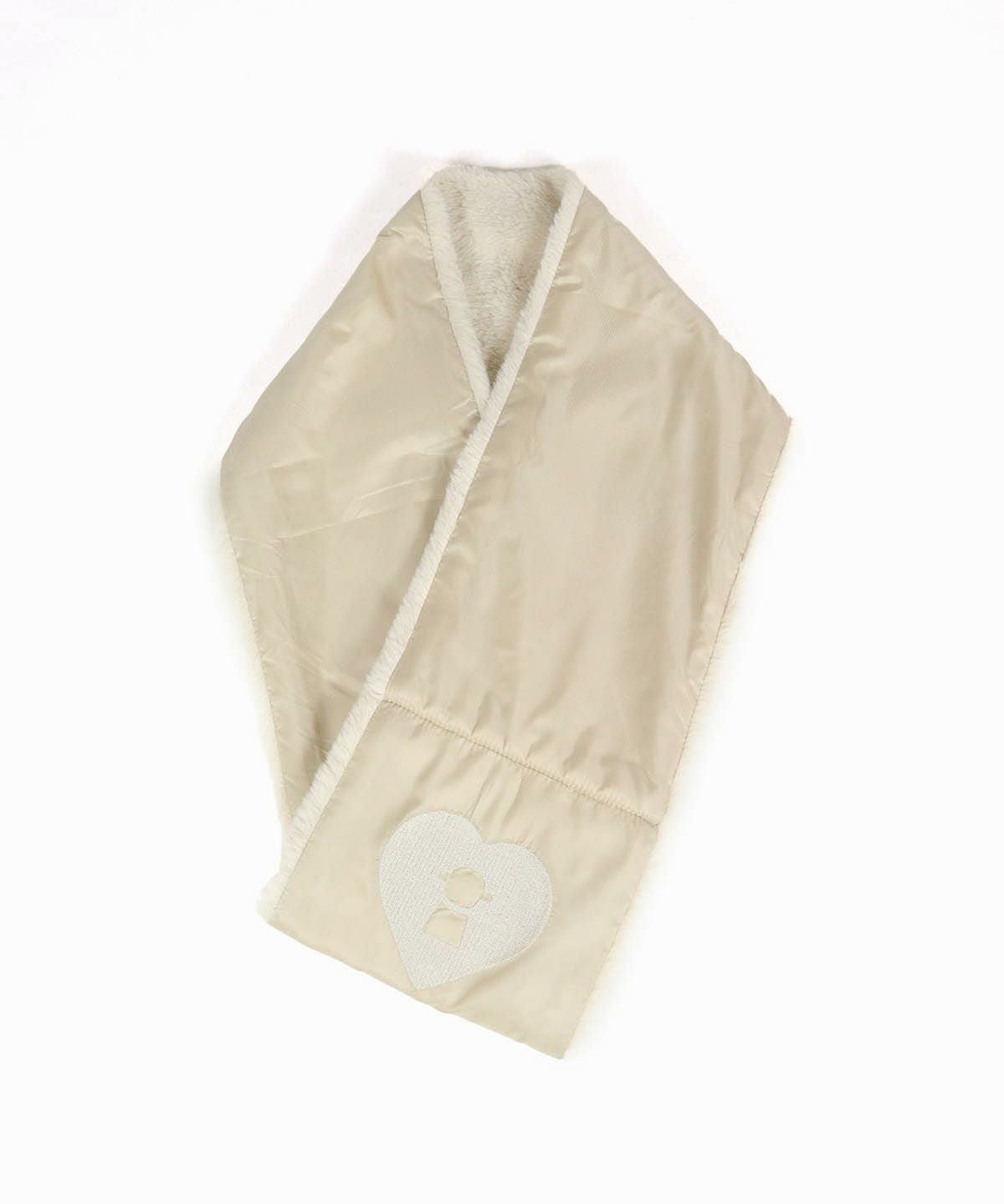 撥水中綿ロングベスト（ベージュ）ネックウォーマー