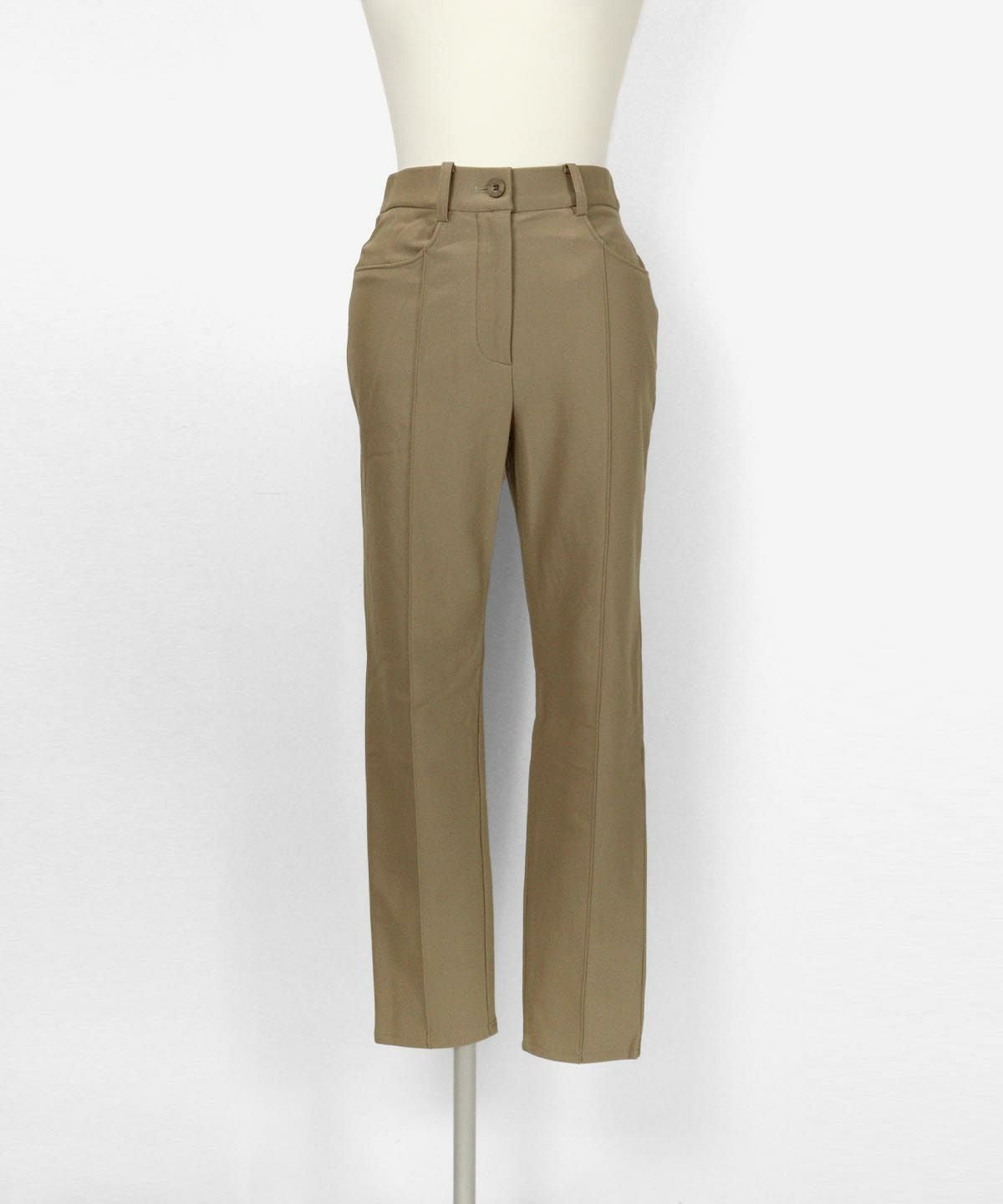 吸湿発熱センタープレスパンツ（ブラウン）前