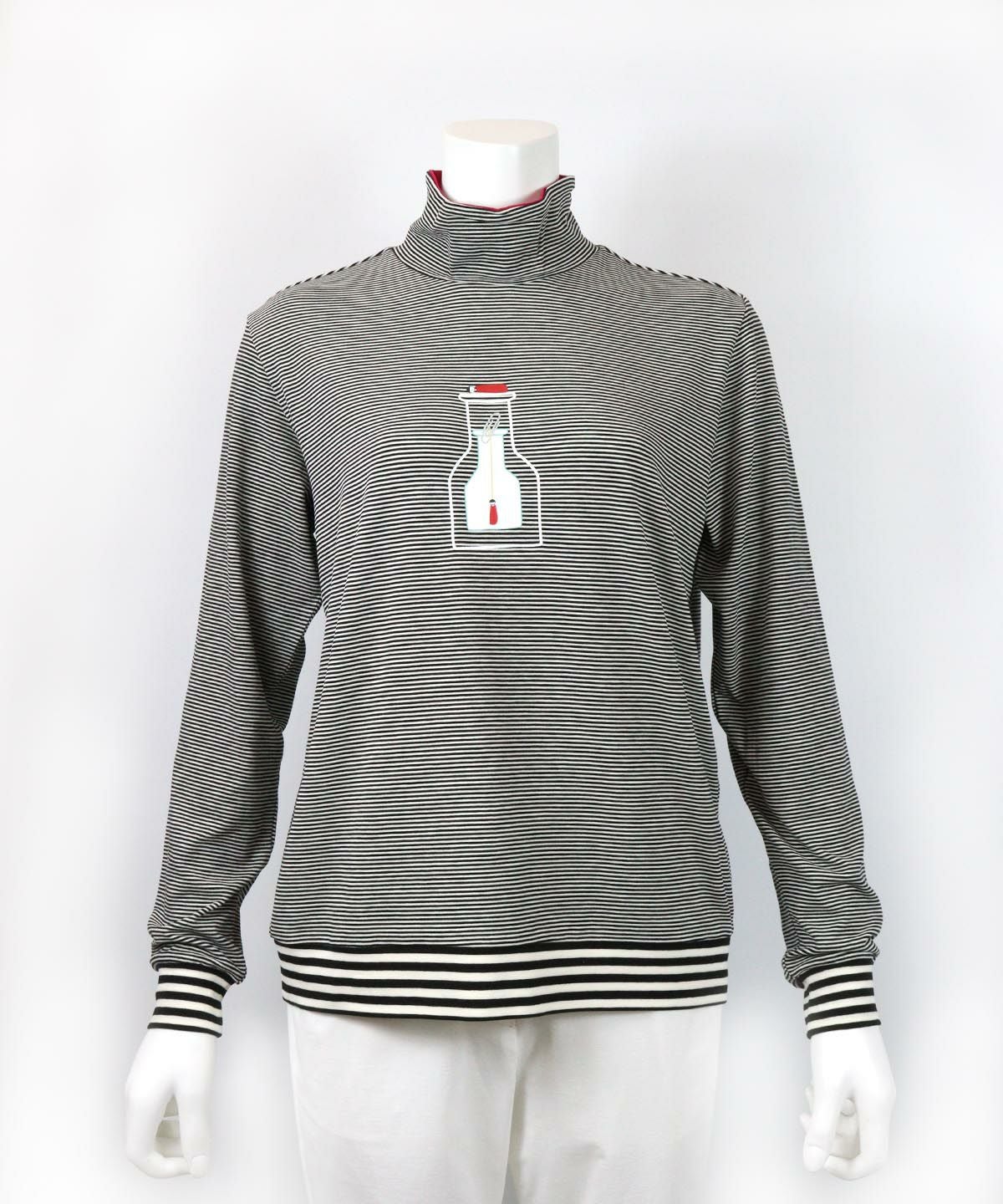 吸湿発熱ボーダープルオーバー（ブラック）前