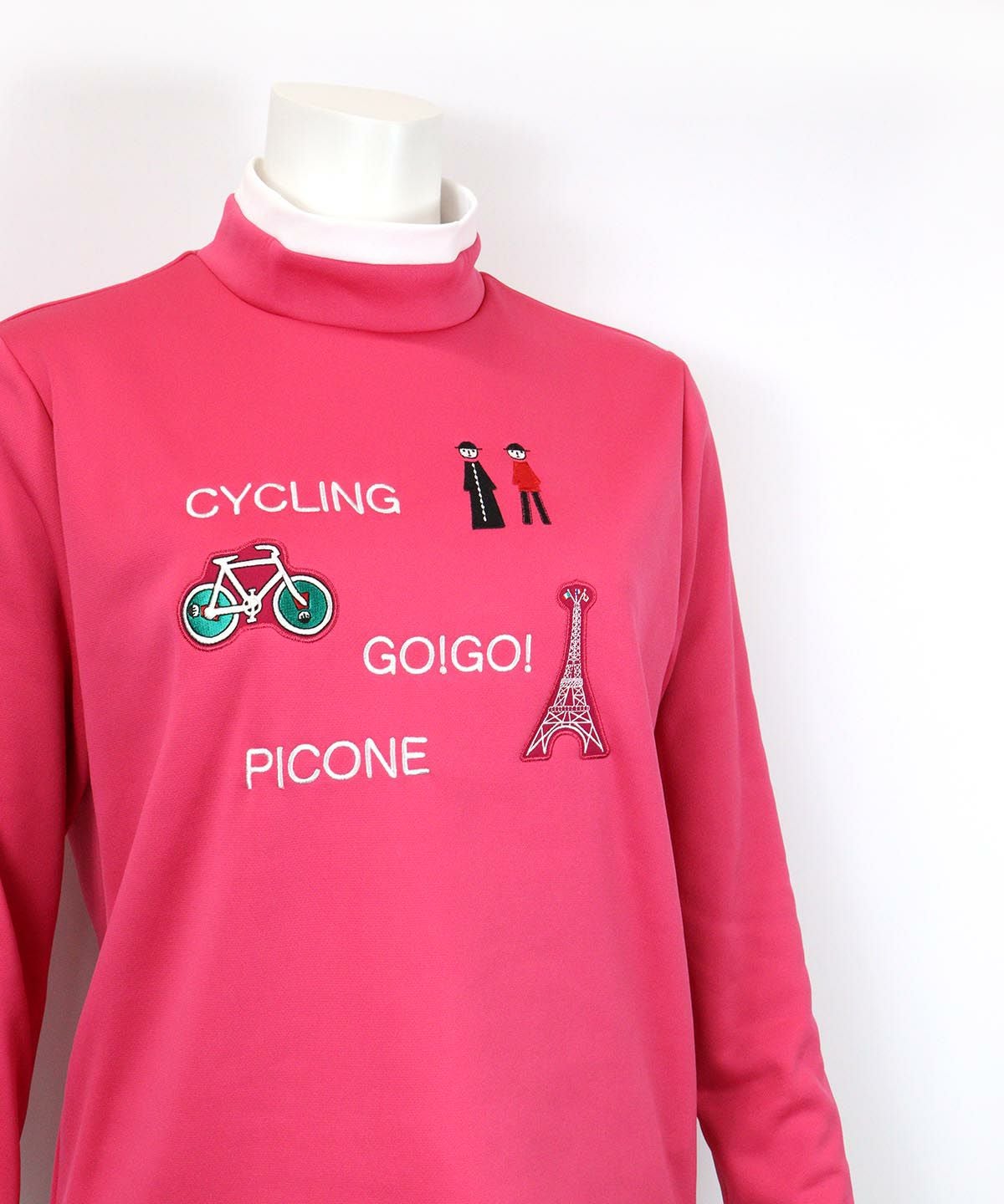 Picone Club 自転車刺繍 ハイネックセーター サイズM 裏起毛刺繍ハイネックプルオーバー|ピッコーネクラブ-アウトレット