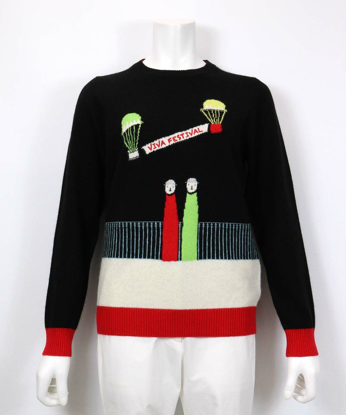 カシミヤ100％イラストニット(ブラック)