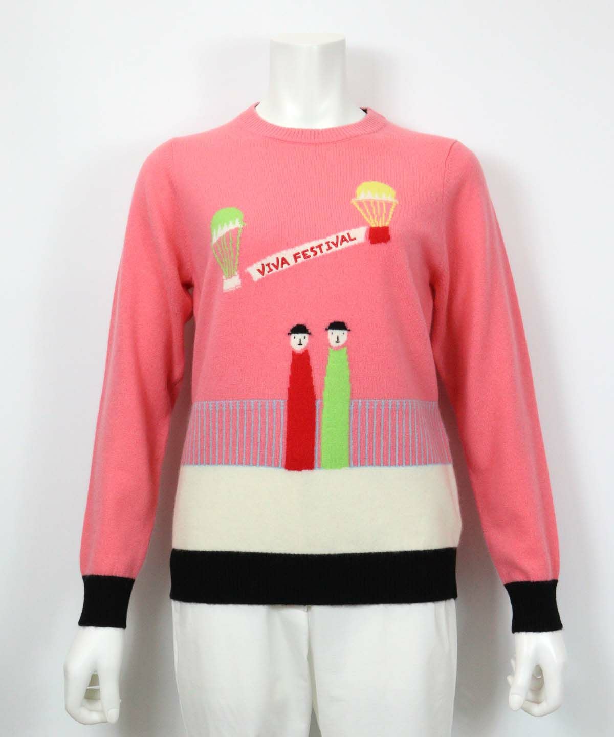 カシミヤ100％イラストニット(ピンク)