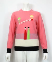 カシミヤ100％イラストニット(ピンク)