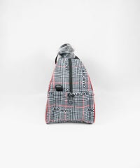  グレンチェック柄ボストンバッグ横（ブラック×レッド）