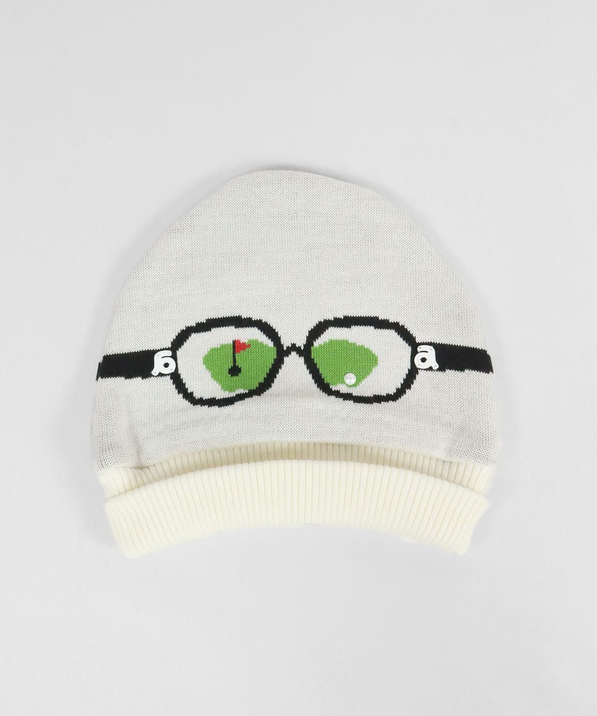 メガネデザインニットキャップ（ホワイト）