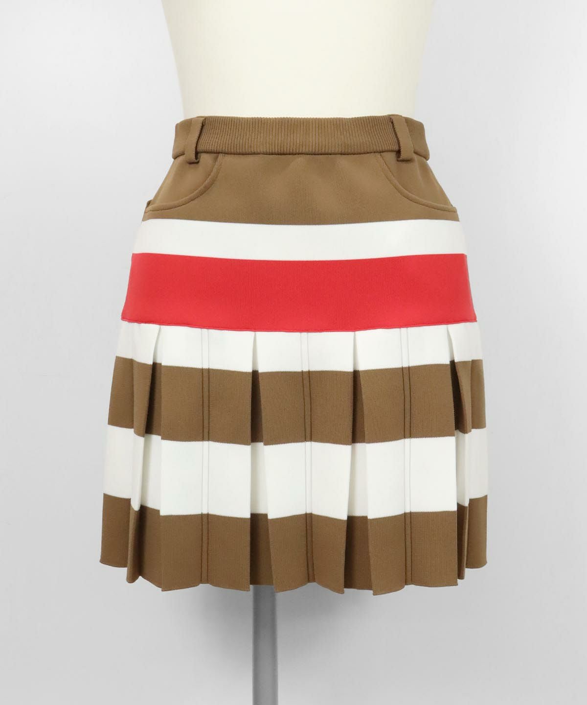 プリーツ切替ニットスカート（ブラウン）