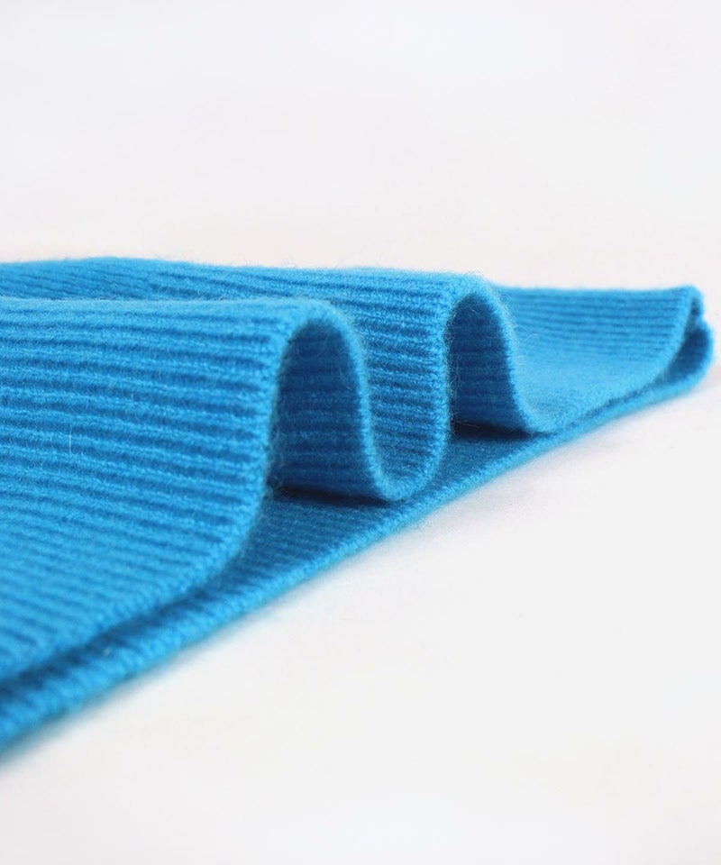 【メンズ】カシミヤ100％ビッグロゴニット（ブルー）生地