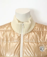 メタリックキルト保温ベスト(ベージュ)首元