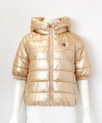 メタリックキルト保温ブルゾン(ベージュ)前