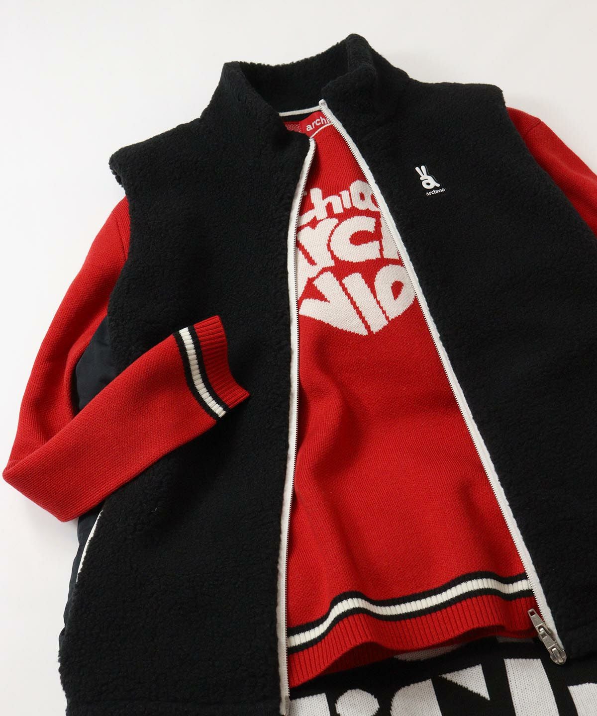 ボア切替中綿ベスト(ブラック)コーディネート例