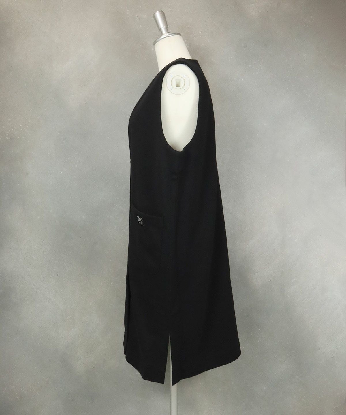 裏毛スウェットロングベスト横（ブラック）