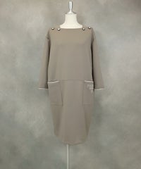 UV冷感ショルダーボタンワンピース(ブラウン)