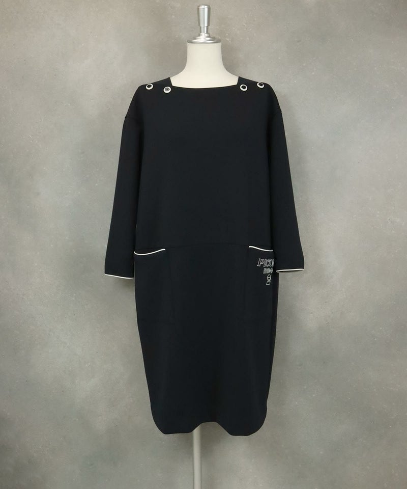UV冷感ショルダーボタンワンピース(ネイビー)