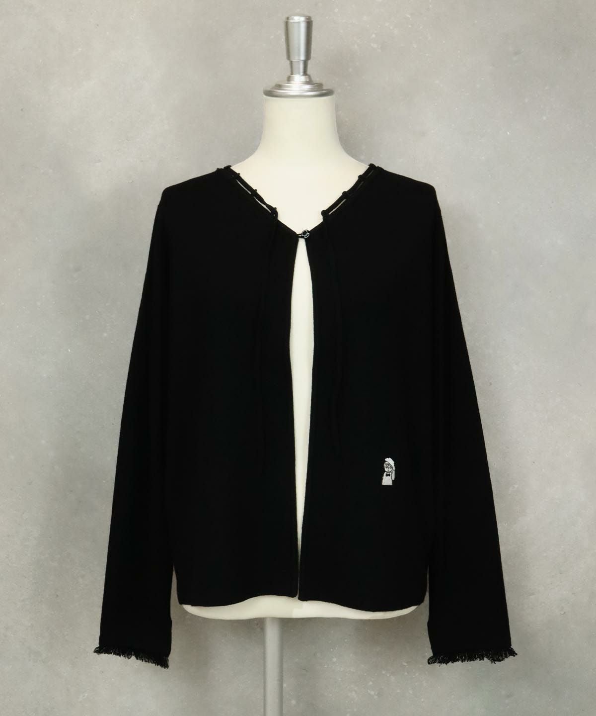 袖フリンジカーディガン(ブラック)