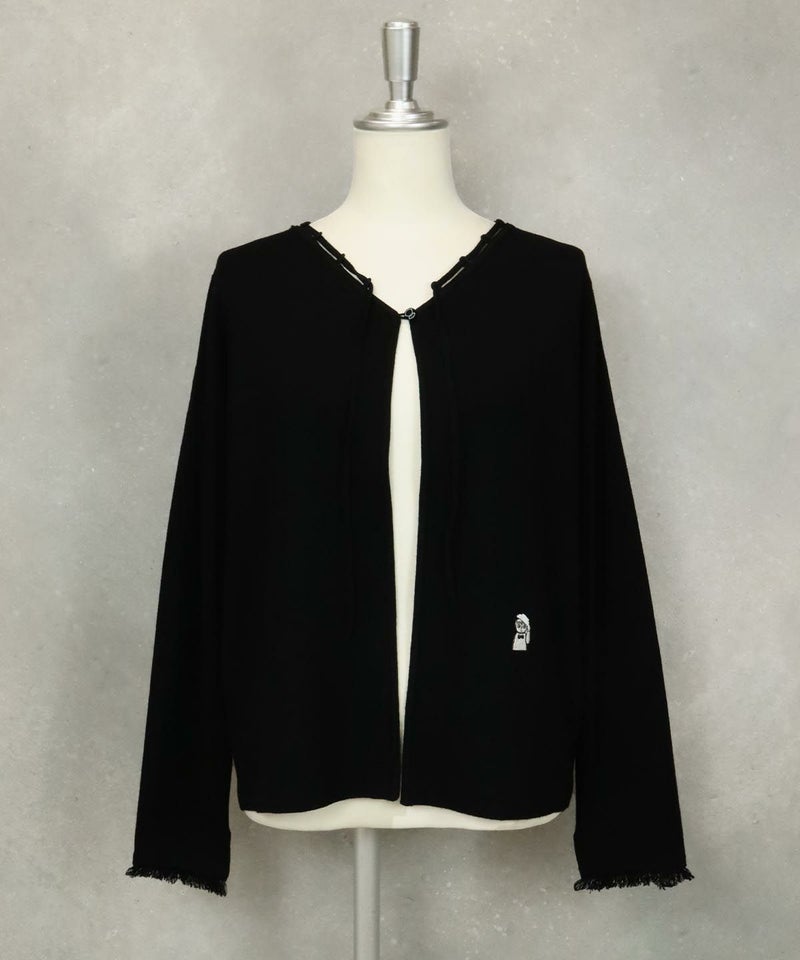 袖フリンジカーディガン(ブラック)