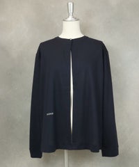 ニット×シフォンプリントカーディガン(ネイビー)