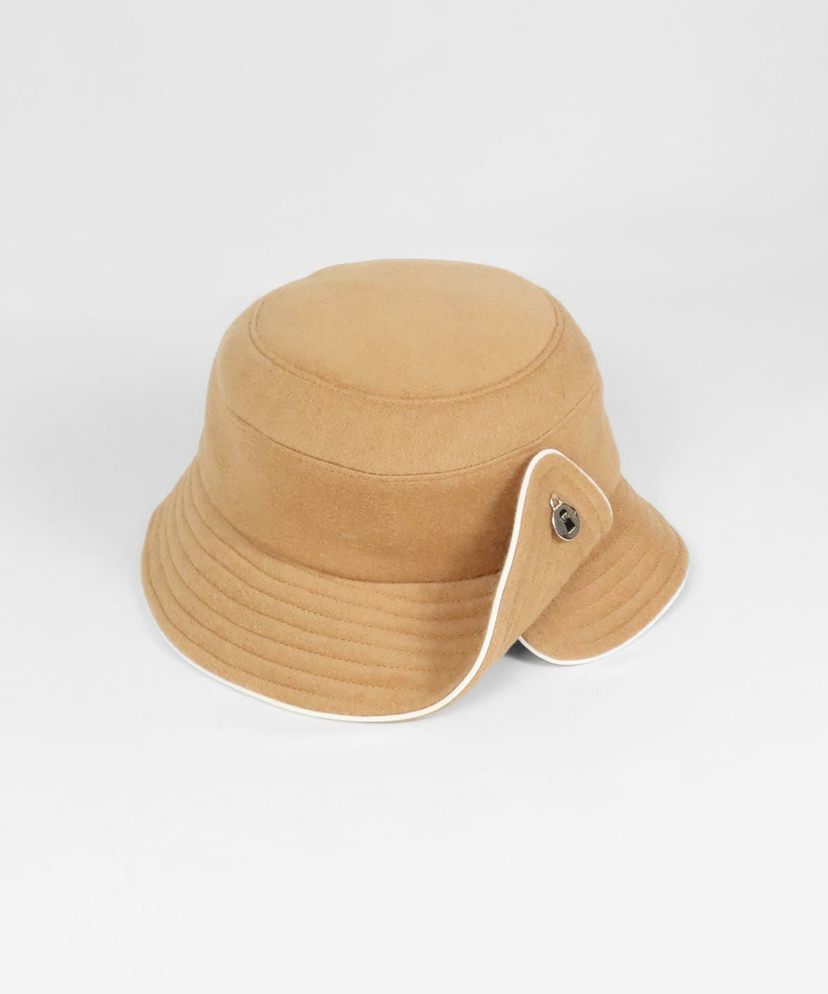 ウール混パイピングハット(キャメル)