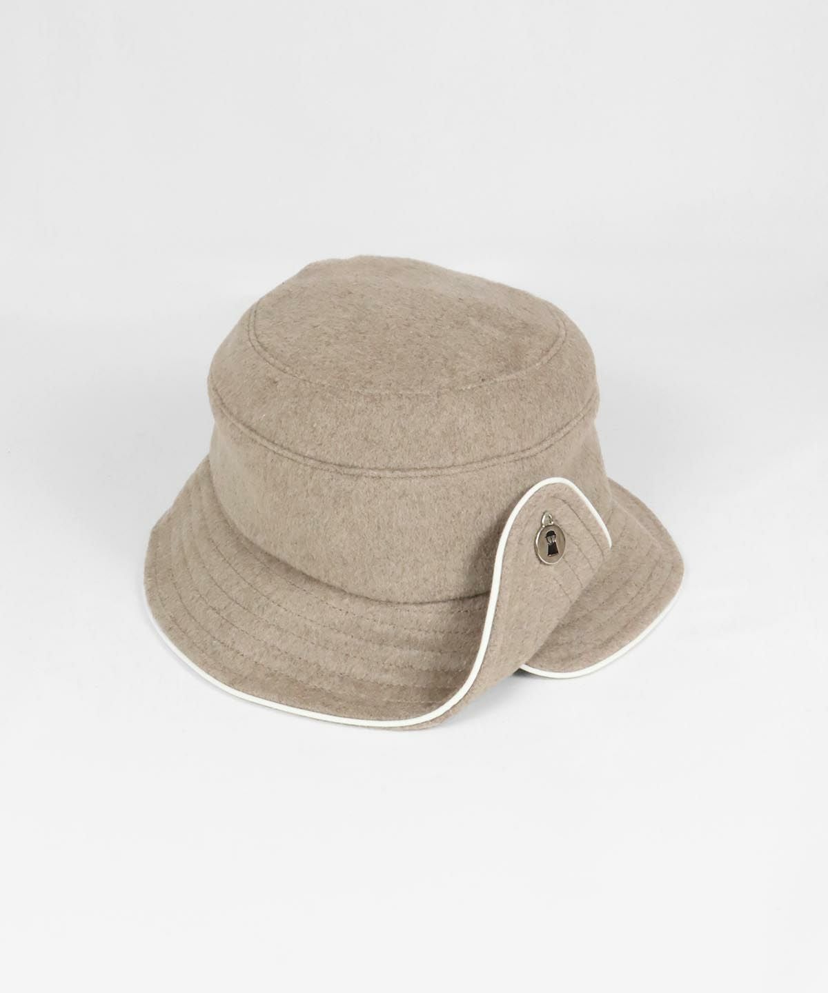 ウール混パイピングハット(ベージュ)