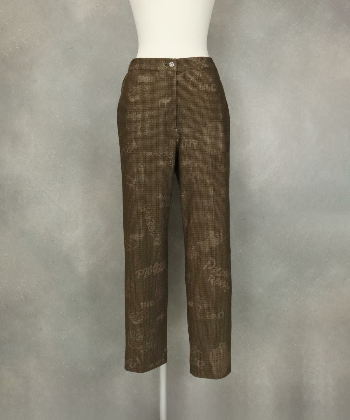 チェック×ピコアート柄パンツ（ブラウン）