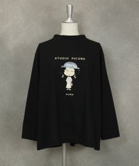 スパンコール刺繍長袖Tシャツ（ブラック）前
