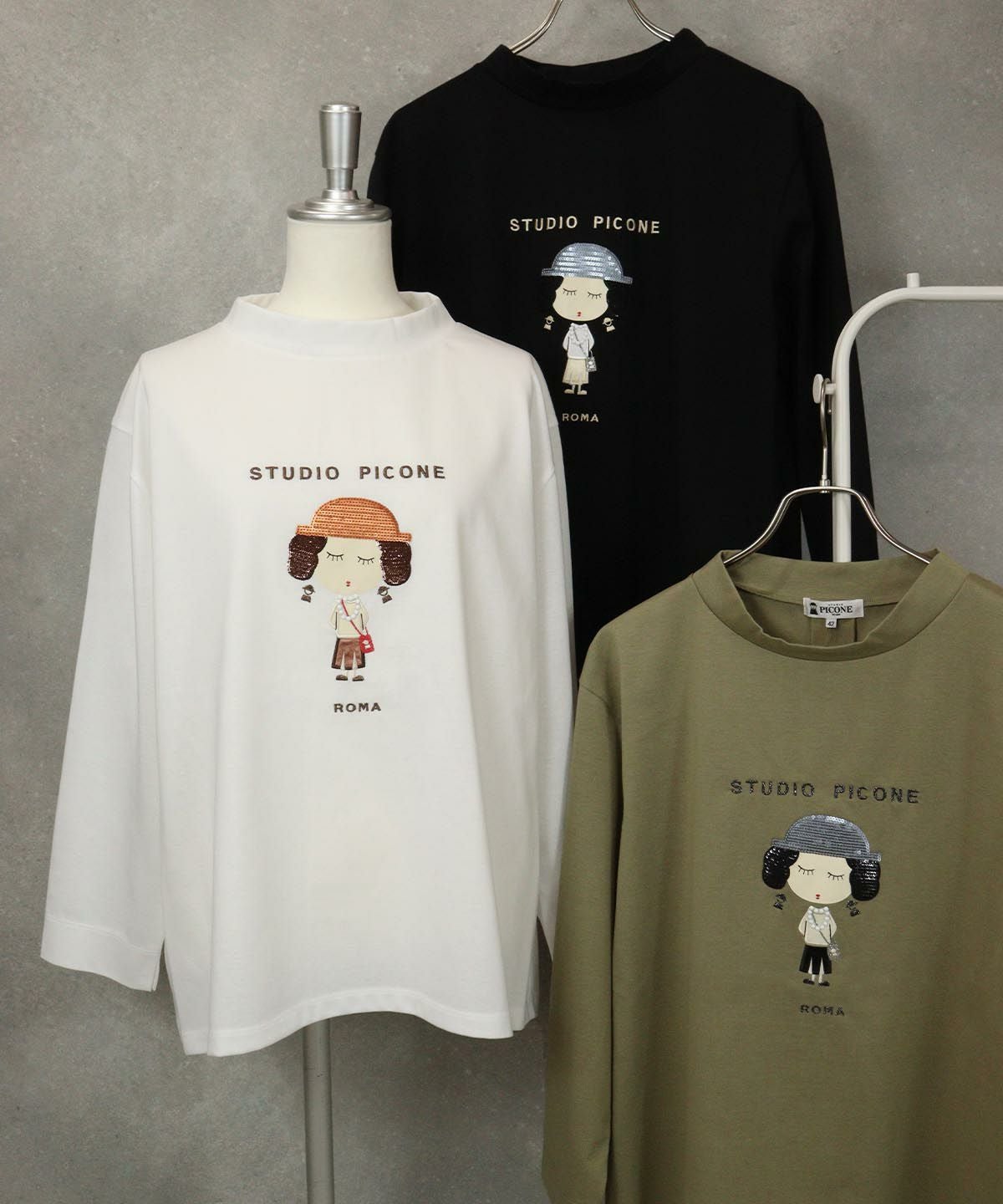 スパンコール刺繍長袖Tシャツ|スタジオピッコーネ-アウトレット