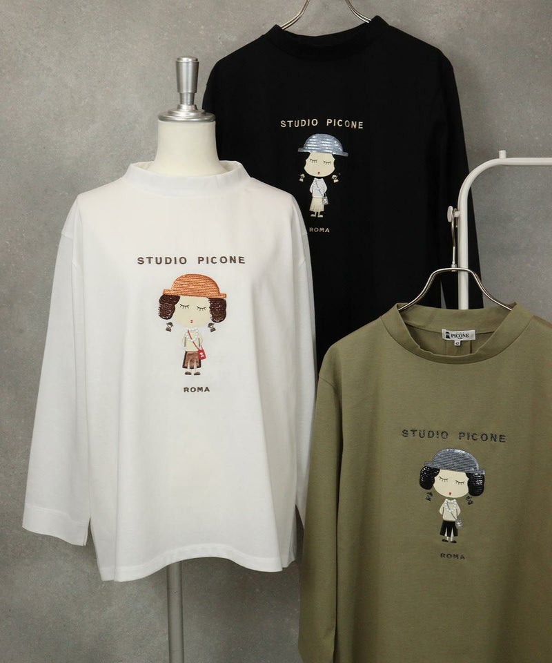 スパンコール刺繍長袖Tシャツカラーバリエーション