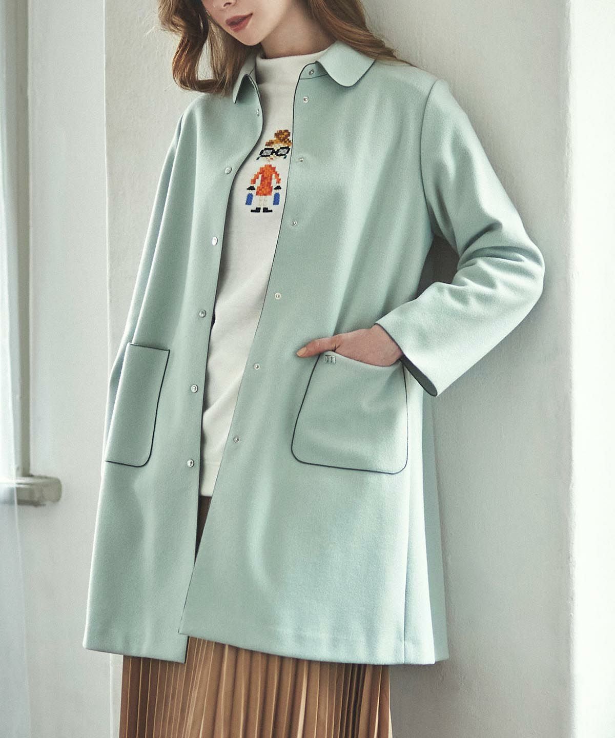 襟付きパイピングコート|スタジオピッコーネ - ゴルフウェアや婦人服通販