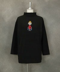 ピクセル刺繍ボトルネックプルオーバー（ブラック）