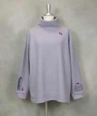 袖刺繍ボアプルオーバー（パープル）前
