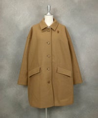 ウール混襟付きコート(キャメル）