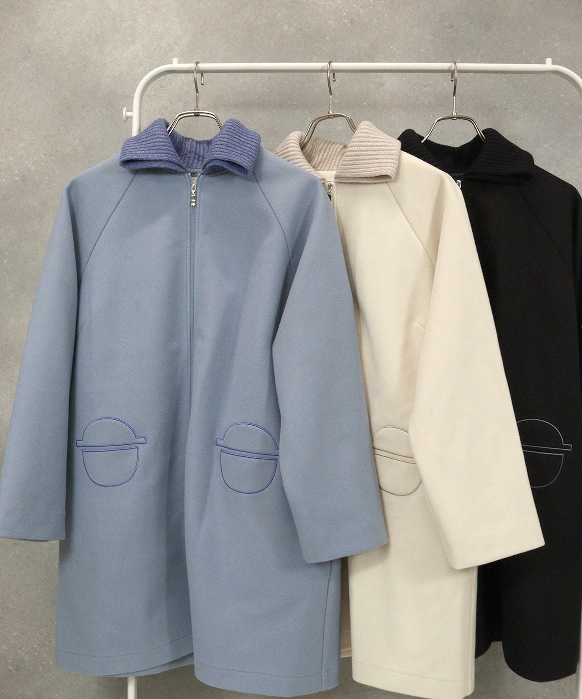 ニット襟オーバーコート|スタジオピッコーネ - ゴルフウェアや婦人服通販