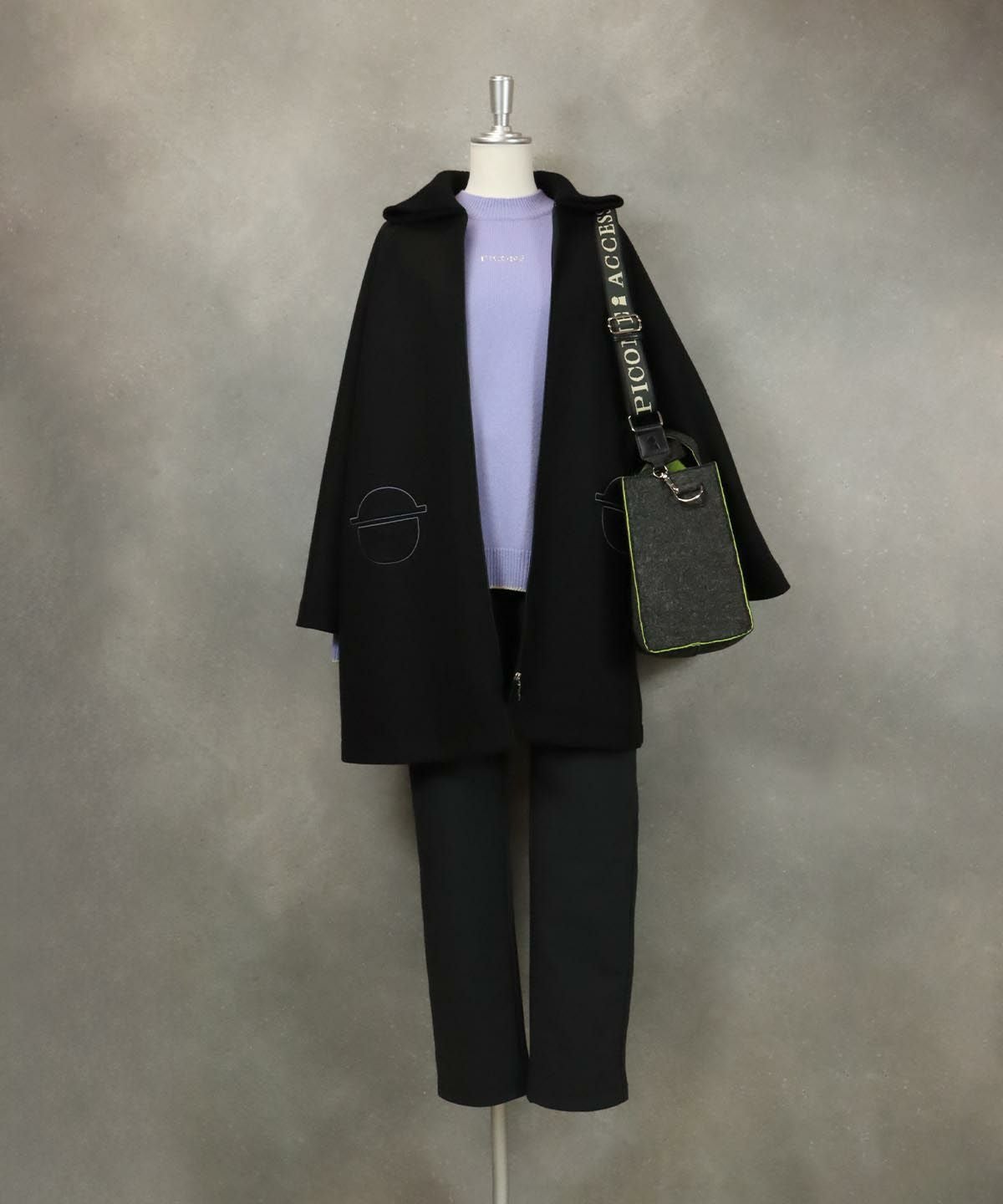 ニット襟オーバーコート|スタジオピッコーネ - ゴルフウェアや婦人服通販